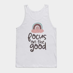 Focus On The Good Boho Cute Pink Neutral Rainbow Print Tank Top